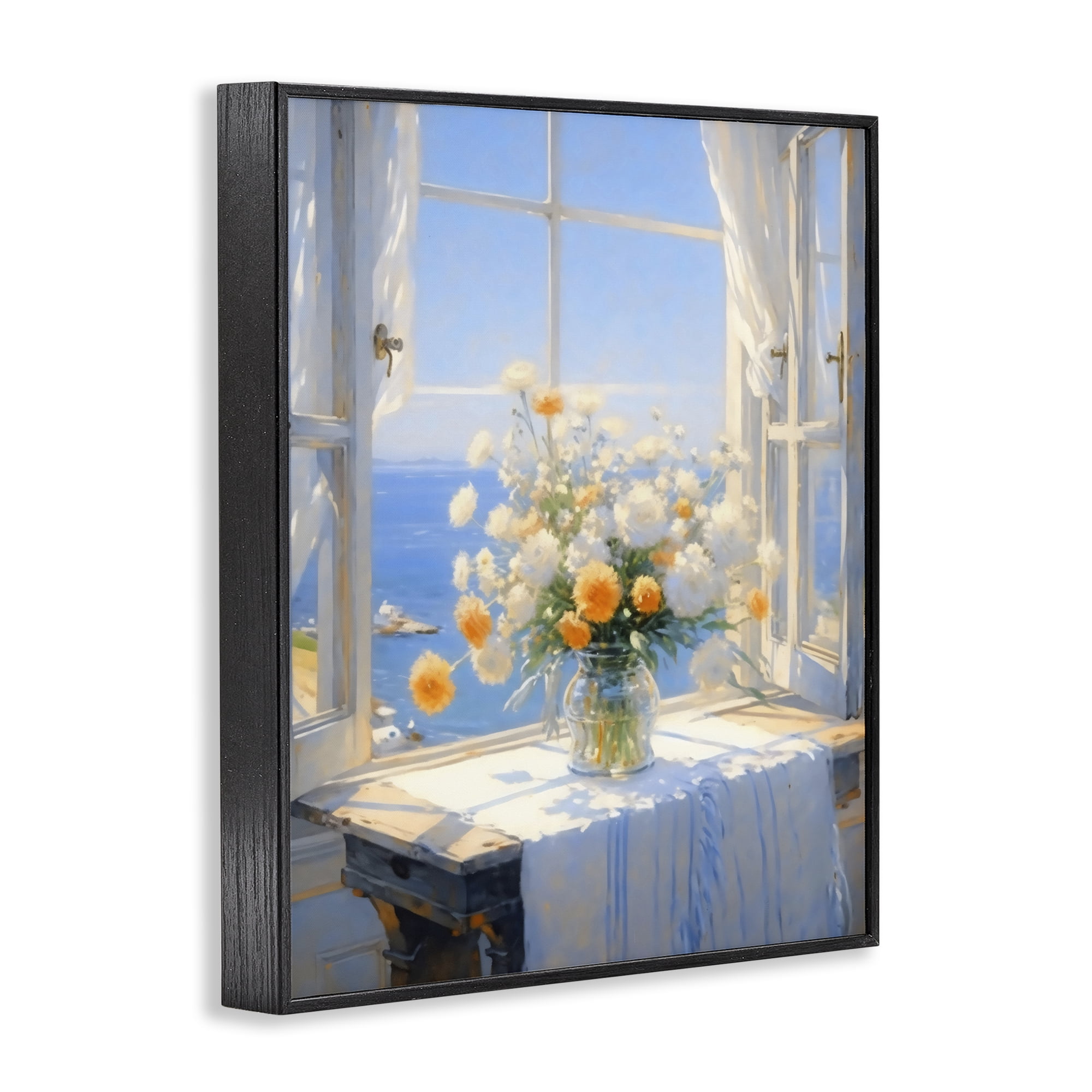 Stupell Industries Floral Window View of Sea Black Framed Giclee Art, design by Creative Studio