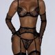 thumbnail image 4 of Conjunto de lencería sexy de 3 piezas con sujetador y liga con volantes bordados para mujer, 4 of 5