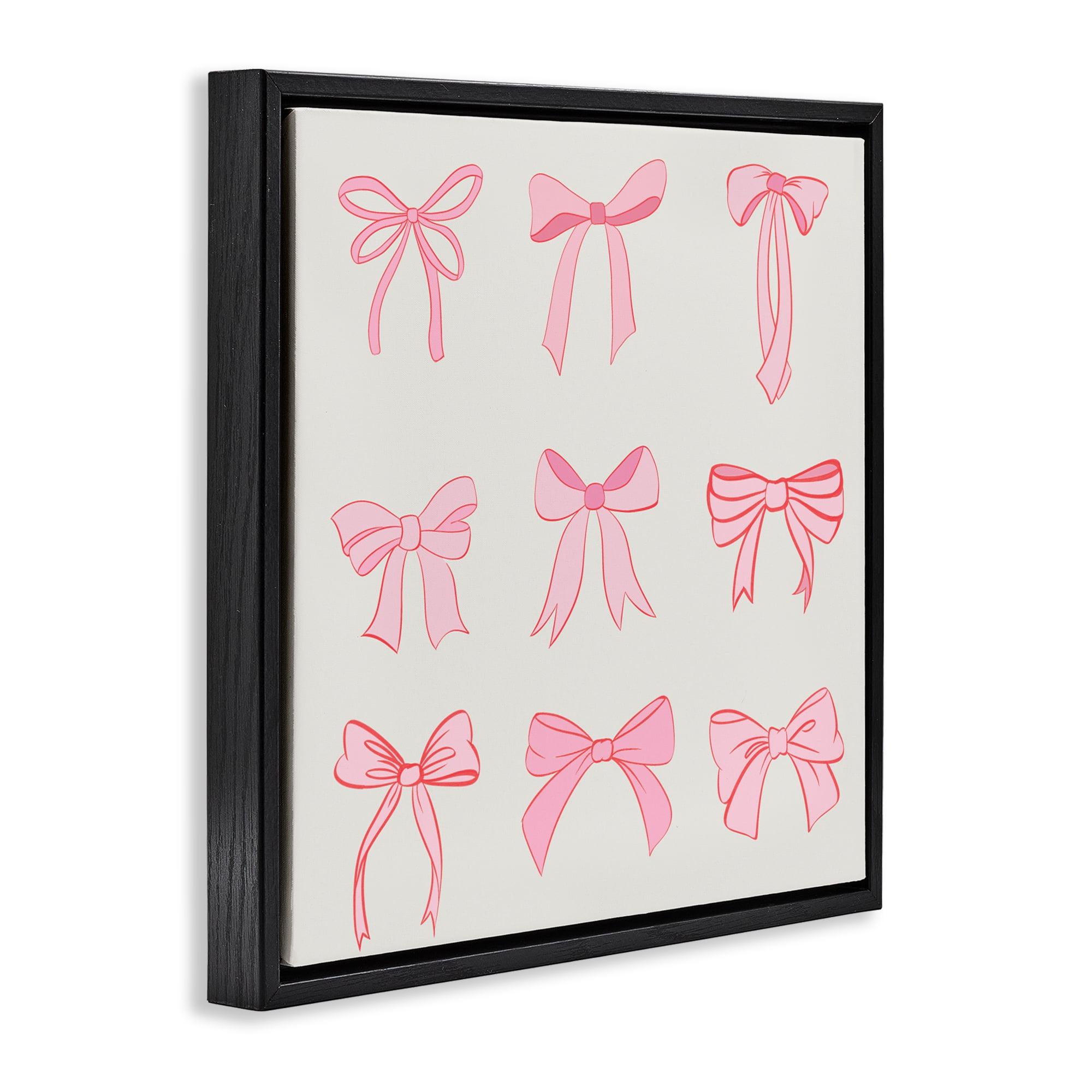 Stupell Industries Pink Coquette Ribbons Black Framed Floater Canvas Wall Art, design by Emily Navas