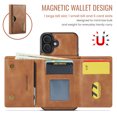 thumbnail image 6 of ELEHOLD Case for iPhone 16, Magnetic 2 in 1 Detachable Leather Wallet Case with Card Holder & Stand,Brown, 6 of 6