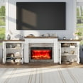 thumbnail image 3 of Holliwill 104" TV Stand with 30" Electric Fireplace, Modern Farmhouse Entertainment Center with Storage Cabinet for Living Room, White & Brown, 3 of 8