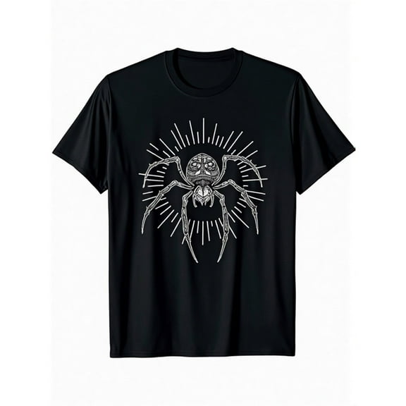 Gothic Spider Graphic Tee T Shirt Top Web Bat Design Geometric Pattern Short Sleeve Crew Neck Black S-5XL