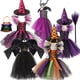 thumbnail image 2 of Disfraz de bruja morada para niñas, vestido de malla con cola, disfraz de Maléfica de lujo para niñas, fiesta de Halloween, ropa de cosplay de Disney para niños de 2 a 12 años, 2 of 5