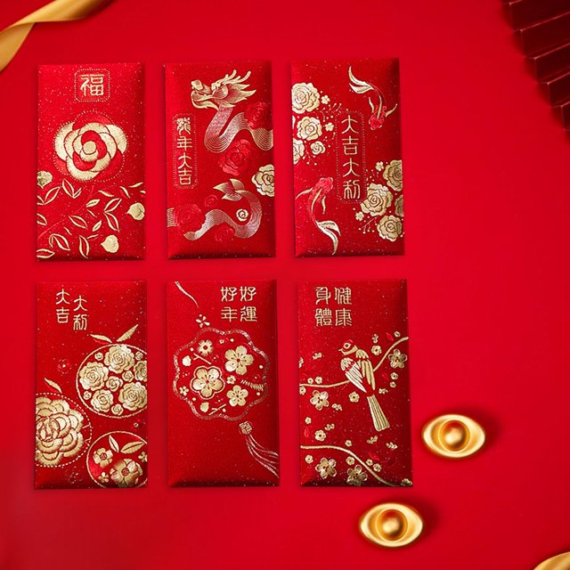 Sobres rojos BLESIY de Año Nuevo Chino Hong Bao paquete creativo 6 estilo F
