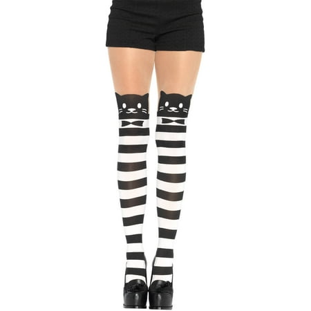 

Leg Avenue Women s Fancy Cat Pantyhose Black/White One Size