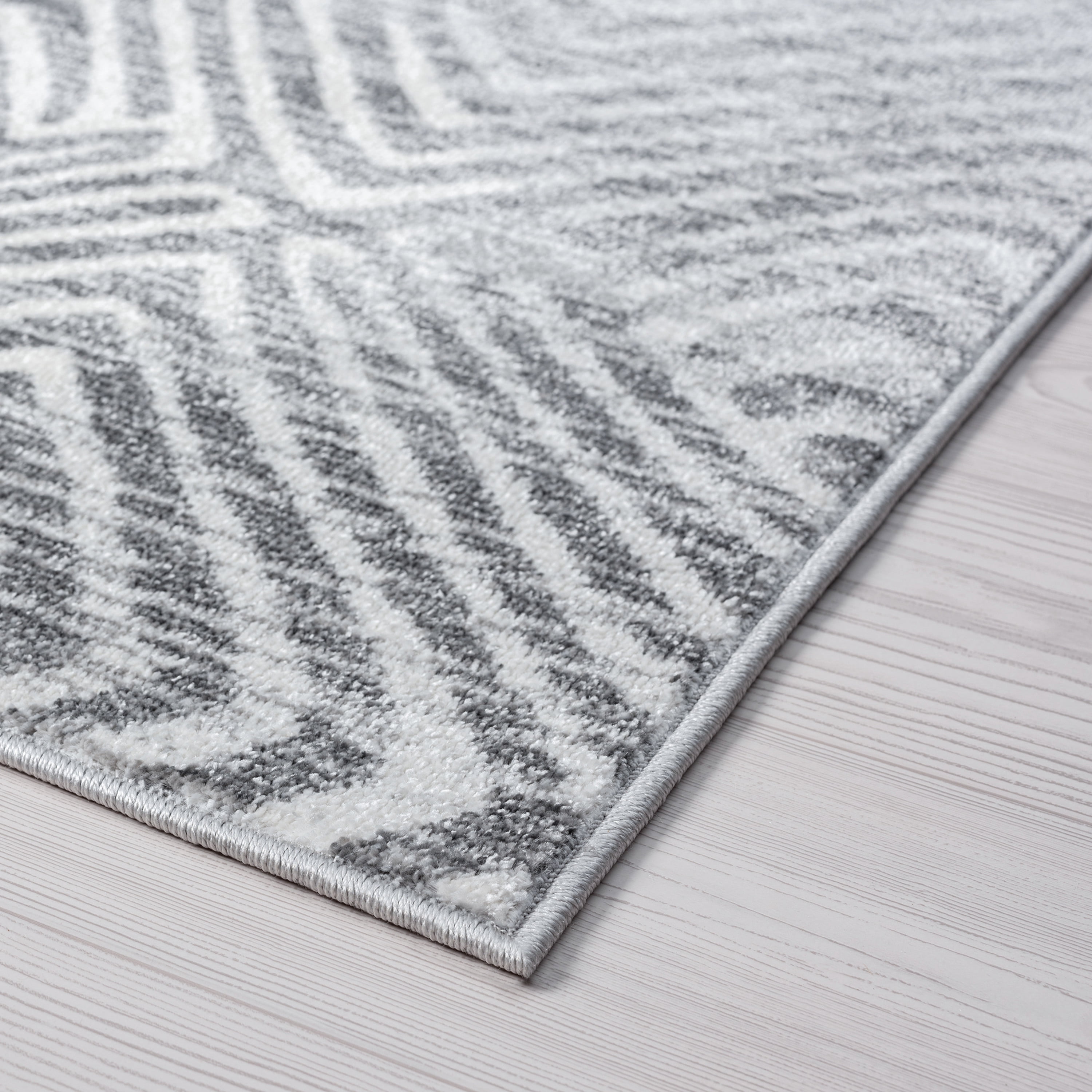 Contemporary 8x10 Area Rug (7'11'' x 10'3'') Abstract Gray, Cream Living Room Easy to Clean