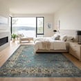thumbnail image 3 of ODIKA 9'x12' Washable Area Rug Vintage Medallion Distressed Scroll Bordered Frame Geometric for Dining Room, Basement, Large Office, Non-Slip Chair-Friendly, 3 of 7