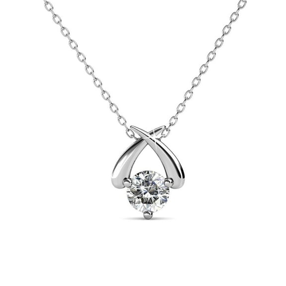 Cate & Chloe Eloise 18k White Gold Plated Pendant Necklace with Swarovski Crystal Gift for Women