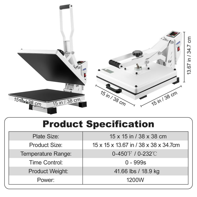 BENTISM Heat Press Machine 5 in 1,15 x 15 Dual-Tube Heating