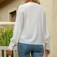 thumbnail image 5 of HAPIMO Sales Women's Fashion Shirts V-Neck Pullover Long Sleeve Blouse Classic Solid Color Button Chiffon Tops Cozy Casual Sweatshirt T-Shirt Clothes for Women White L, 5 of 9