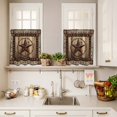 thumbnail image 3 of Texas Star Curtain Valances Set Farmhouse Country Star Wood Grain Kitchen Curtains 24&nbsp;inch Length Rod Pocket Valance and Tiers 3 Piece Set Small Bedroom Bathroom Laundry Decor, 3 of 9