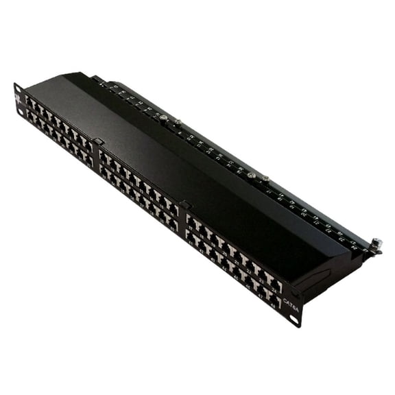 Vertical Cable 042-C6A/48 Cat6A 48 Port Shielded Krone Type 19" Horizontal Rackmount 1U Patch Panel