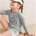 thumbnail image 6 of TOOYOU Girls T-Shirt Long Sleeve Shirts Kids Arc Hem Side Slit Soft Tunic Tops children Summer Basic Tee Gray Size 5-6 Years, 6 of 7