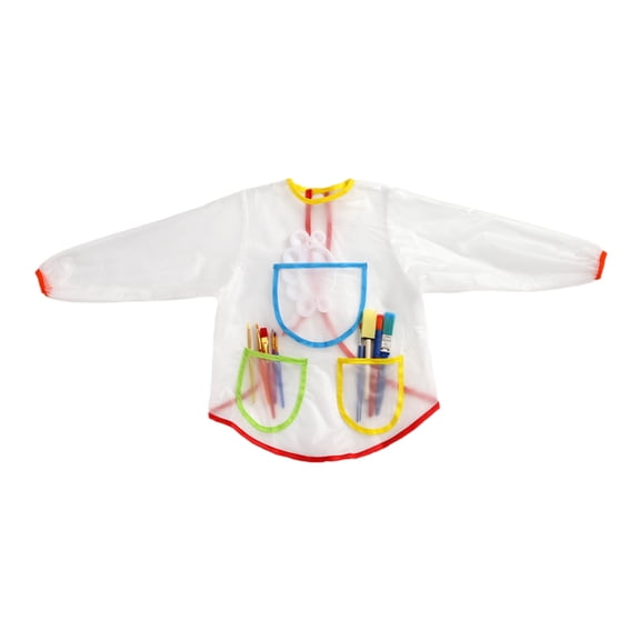 Toddler Aprons with 3 Pockets for Creativity Waterproof Artistic Play Aprons with Long Sleeves Suitable for Ages 3-8