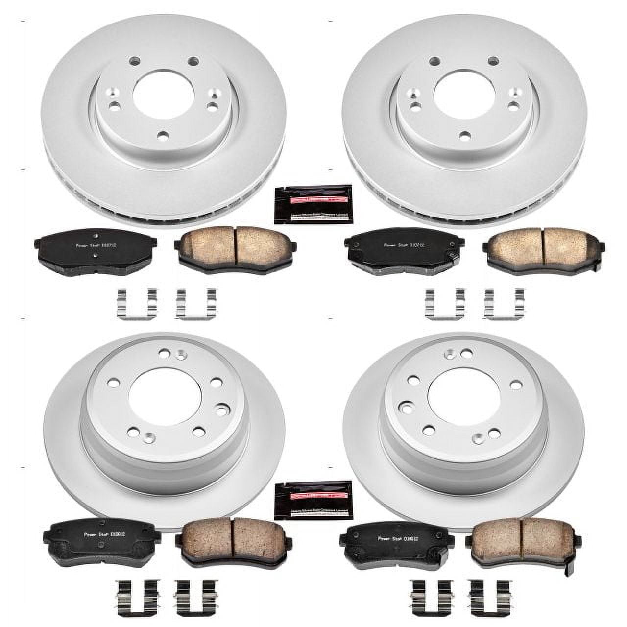 Power Stop Front and Rear Geomet Coated Brake Rotor and Pad Kit CRK5807 Fits 2012 Hyundai Tucson