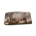 thumbnail image 2 of Uemuo Three Horses Oil Painting Printed Leather Pencil Case, Pencil Pouch, Portable Pencil Bag, Pen Case for& Office, 2 of 7