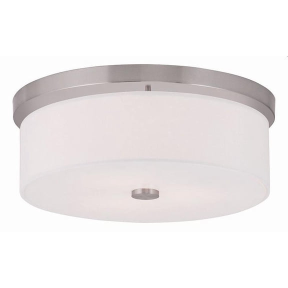 3 Light Flush Mount in Modern Style 15 inches Wide By 5.5 inches High-Brushed Nickel Finish Bailey Street Home 218-Bel-1764652