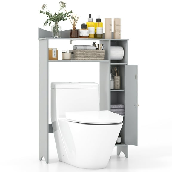 Infans Over the Toilet Storage Cabinet w/Toilet Paper Holder Adjustable Shelves Gray