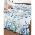 thumbnail image 3 of Quilts Twin Size Bedding Set, Blue Coastal Jellyfish Lightweight Quilted Comforter, Fish Coral Ocean Life Underwater Soft Reversible Bedspread Coverlet with Pillow Covers for All Season, 68" x 86", 3 of 7