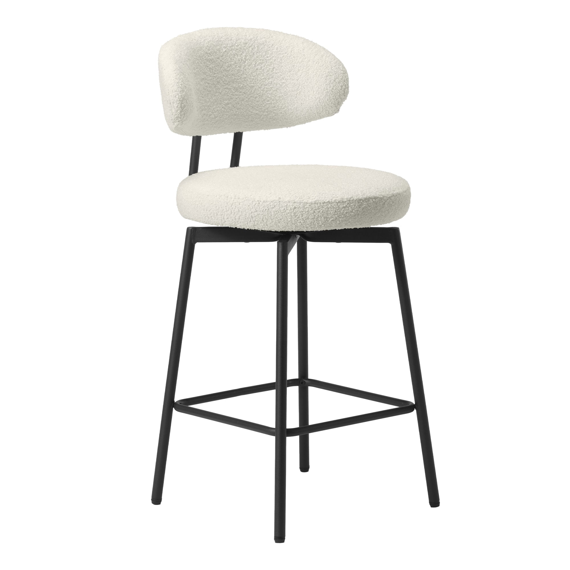 WestinTrends Alexandria Modern Upholstered Sherpa Fabric Counter Height Bar Stools with Back (Set of 2), Cream