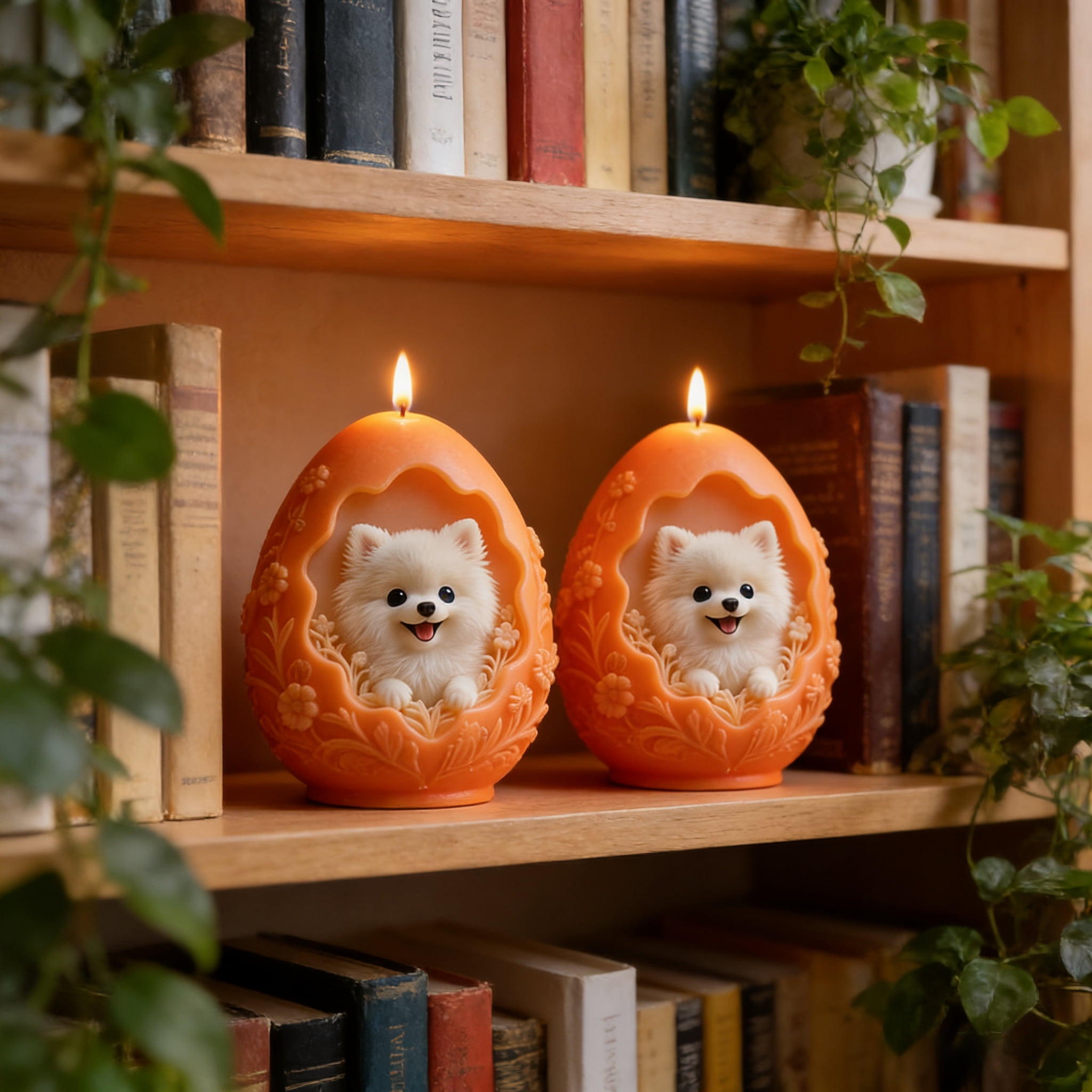 2PCS Patterned Egg Shape Dog Silicone Candle Molds Epoxy Resin Wax Mold Silicone Egg Shaped Dog Mold for Candle Craft Making Festival Gift Decoration Dog Pendant Ornament