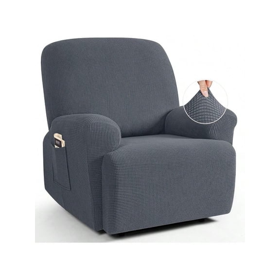 Oversized Recliner Chair Covers 1 Seater Streach Recliner Covers Soft Couch Protector Furniture Protector Covers With Elastic Chair Cover Jacquard Pattern Grey
