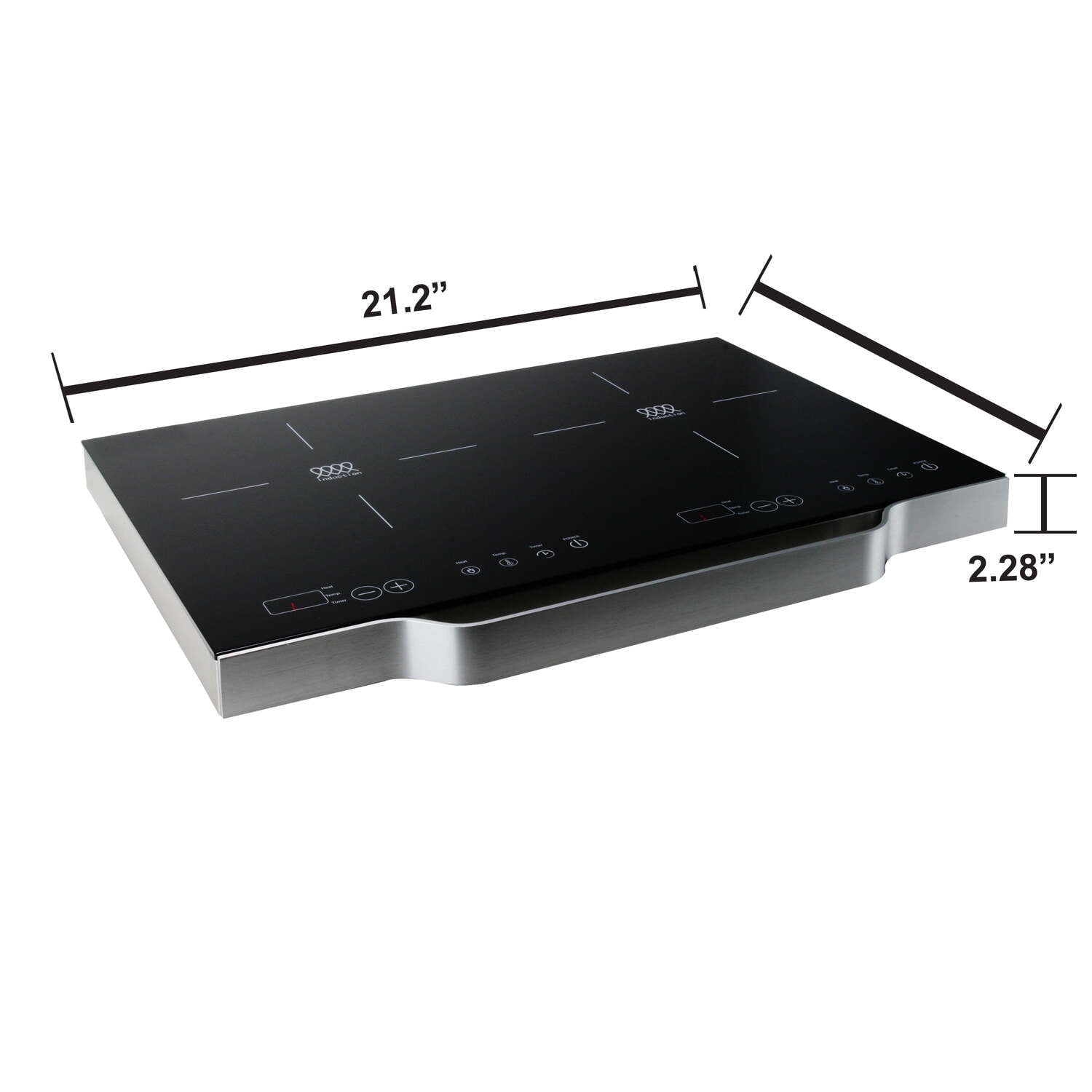 Dual burner freestanding Portable Induction Cooktop with touch control and 12 heat levels with timer.
