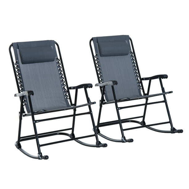 Outsunny Mesh Outdoor Patio Folding 2-Piece Rocking Chair Set with ...