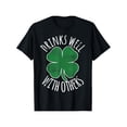 thumbnail image 1 of [Funny St. Patrick's Day Tee] St. Patrick's Day Funny 'Drinks Well with Others' Men's T-Shirt - Comfortable Cotton, Retro Style, Casual Round Neck Short Sleeve Tee with Four-Leaf Clover Graphic, Blac, 1 of 6