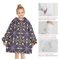 thumbnail image 6 of Multicolor Ethnic Geometric Pattern Blanket Hoodies for Kids 6-13YR Oversize Wearable Blanket Hoodies for Boys Girls Teens, 6 of 7