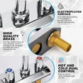 thumbnail image 3 of Commercial Bar Sink Faucet, Deck Mount Utility Sink Faucet, Brass Constructed, Chrome Polished with Gooseneck Spout and Rotatable Dual Lever Handles., 3 of 4