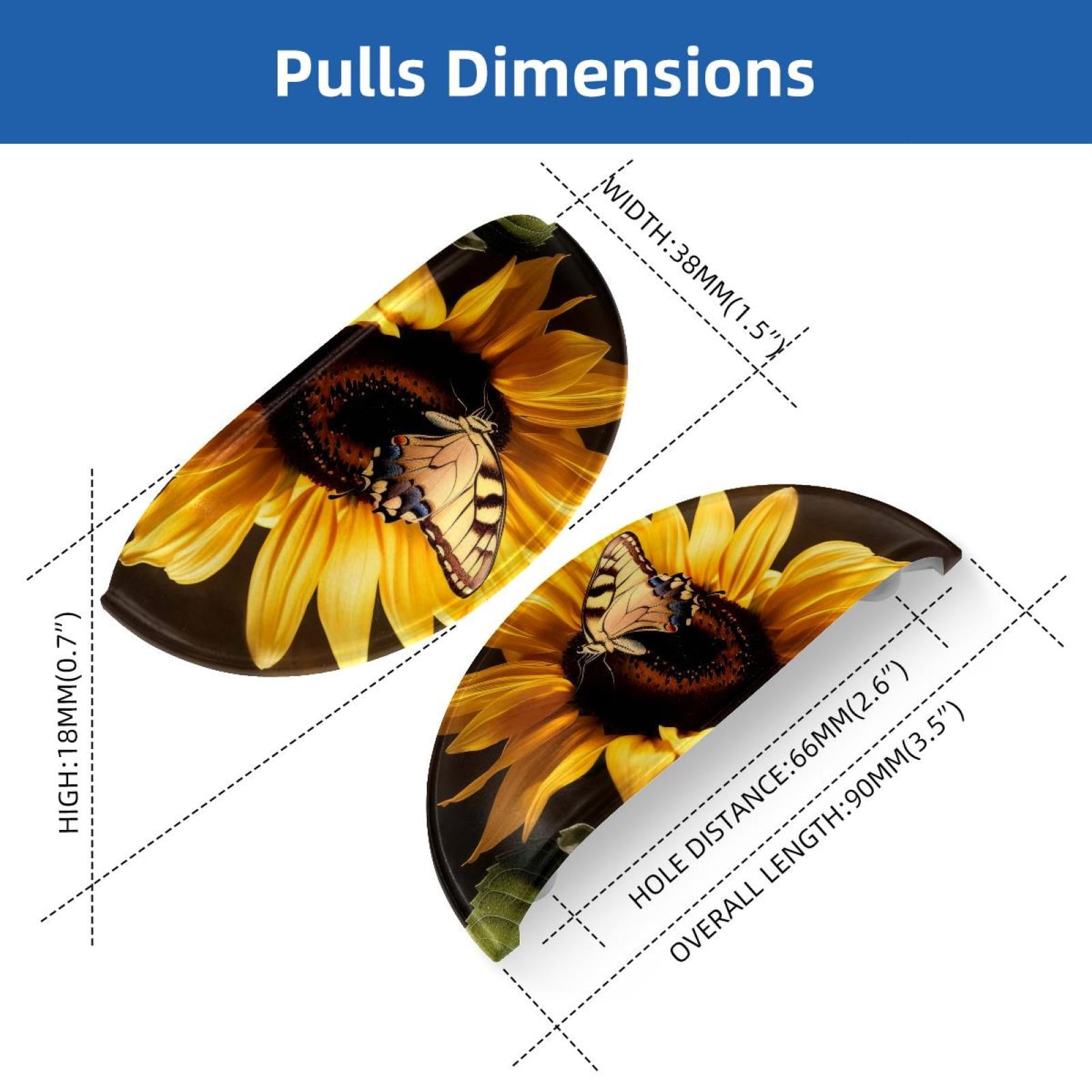 PhooArto 6 Pcs Cup Drawer Pulls, Flying Butterfly Sunflower Shell Shape Handles Cabinet Knobs for Dresser Cupboard Closet Wardrobe with Screws