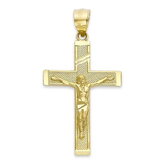 14k Solid Gold Crucifix Pendant: Unisex Religious Necklace