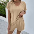thumbnail image 2 of ibiyuan Short Sets for Women 2 Piece Outfits Summer Loose Lounge Set Ribbed Textured Knit Short Sleeve, 2 of 7