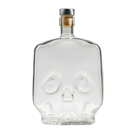 

NUOLUX Transparent Glass Whisky Liquor Bottle Skull Pattern Wine Storage Bottle 700ML