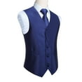 thumbnail image 6 of Men's Solid Formal Suit Vest Waistcoat Tuxedo Dress Vest Necktie Handkerchief Set Suit Wedding 3PC, 6 of 8