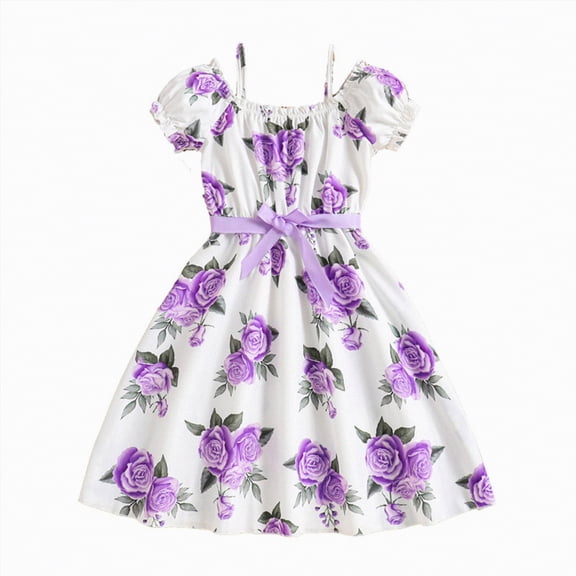 NOLDARES Dress for Girls Tulle Princess Birthday Party Dress for Toddler Girls Prom Ball Gown(Purple,8-9 Years)