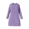 thumbnail image 4 of Tdoqot Girls Ribbed Shirt Dresses- Long Sleeve Soft Knit Casual Fall Midi Dresses Purple Size 6-12, 4 of 8