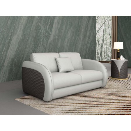 Lite Grey & Chocolate Italian Leather NOIR Loveseat EUROPEAN FURNITURE Modern