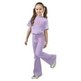 thumbnail image 2 of SonxaHe Big Girl's Outfits Valentine's Day Graphic Short Sleeve Top Flared Pants Child Stylish Cozy Soft Outfit Set Purple,Size 11-12, 2 of 4