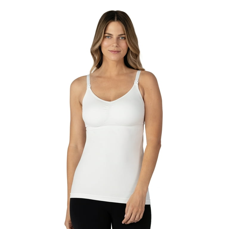 BRAVADO! BASICS Women's Seamless Maternity Nursing Tank Top Cami for  Breastfeeding with Adjustable Straps, White, Medium