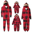 thumbnail image 4 of Family Christmas Pajamas Matching Set Trendy Plaid Print Xmas Holiday Zip Up Pjs Hooded Women Men Kid Baby Sleepwear,Red 1,Mom:2XL, 4 of 4