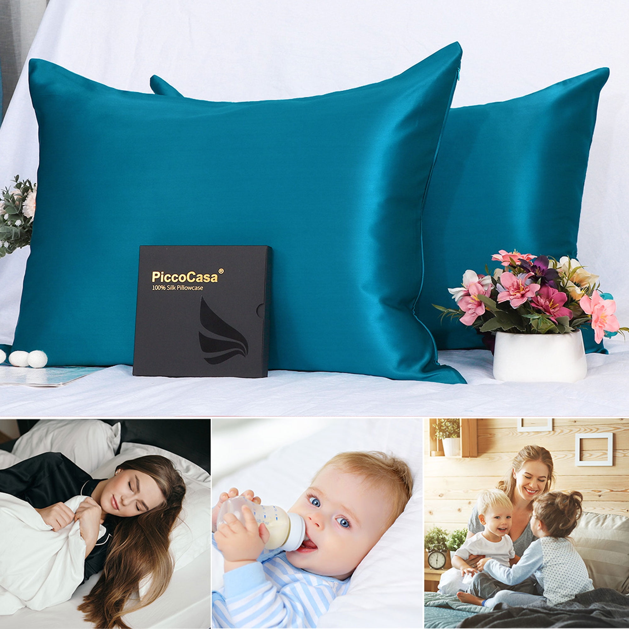 2 PCS Silk Pillowcase For Skin And Hair Silk Pillow Case Both Side Silk