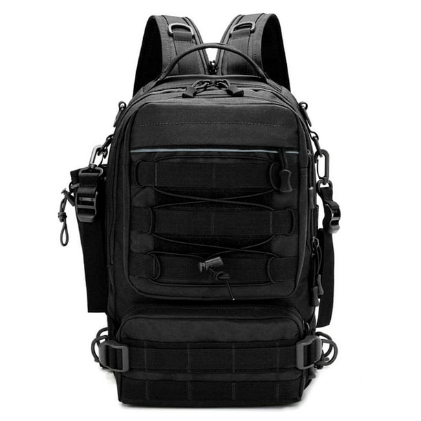 Flyflise Fishing Tackle Backpack Storage Bag Outdoor Shoulder Backpack Water-Resistant Fishing Gear Bag Cross Body Sling Bag Black