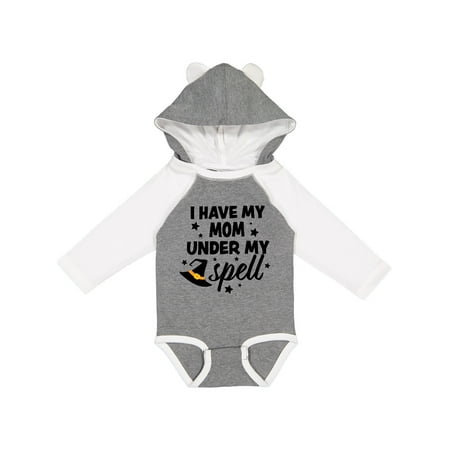 

Inktastic I Have My Mom Under My Spell with Cute Witch Hat Gift Baby Boy or Baby Girl Long Sleeve Bodysuit