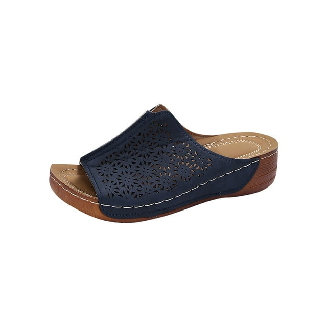 VEKDONE Sandales Athlétiques pour Femmes Mode Décontractée Été Nouvelles Sandales Compensées à Bout Rond Couleur Unie