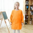 thumbnail image 2 of XAOWF Kids Girls Art Smock Solid Color Loose Fit Long Sleeve Apron With Pocket For Children Art Painting Relaxed Fit Versatile Tops 8-12 Years, 2 of 9