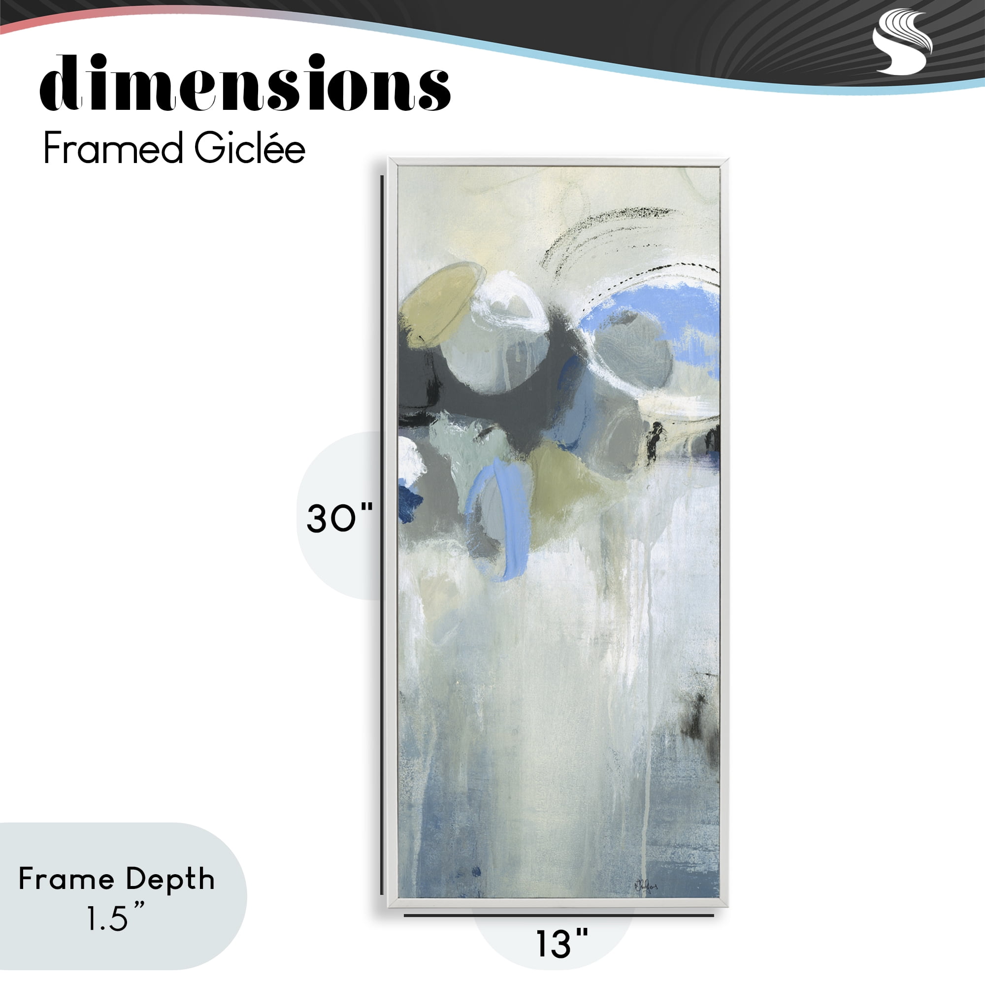 Stupell Industries Beige & Blue Dapples White Framed Giclee Art, design by Lisa Ridgers