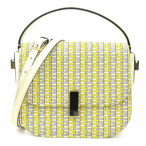 Pre-Owned Valextra Iside Crossbody Leather Handbag/Shoulder Bag in Yellow, Gray, and Ivory,...
