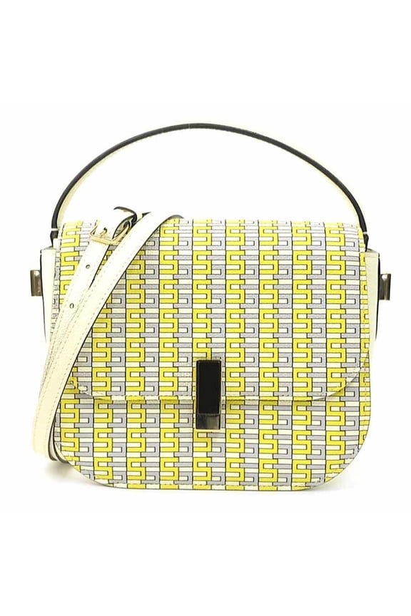 Pre-Owned Valextra Iside Crossbody Leather Handbag/Shoulder Bag in Yellow, Gray, and Ivory,...